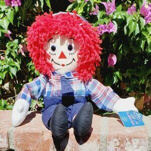 Vintage Raggedy Andy Rag Doll Red Yarn Raggedy Ann Collectors 80th Anniversary